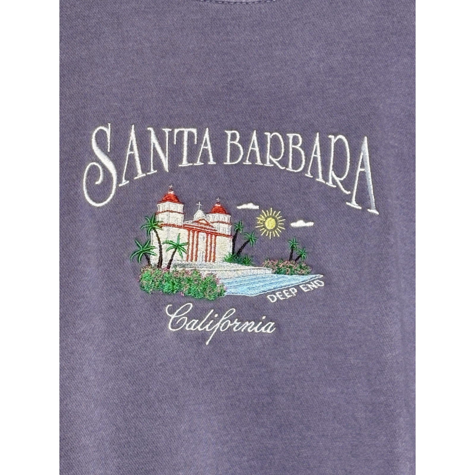 Santa Barbara California Embroidered Vintage Wash Sweatshirt Unisex Sz M Purple — image 3 of 4